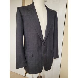 Belvest Hand Tailored Italy for Boyds Charcoal Purple Windowpane Wool Blazer 52R